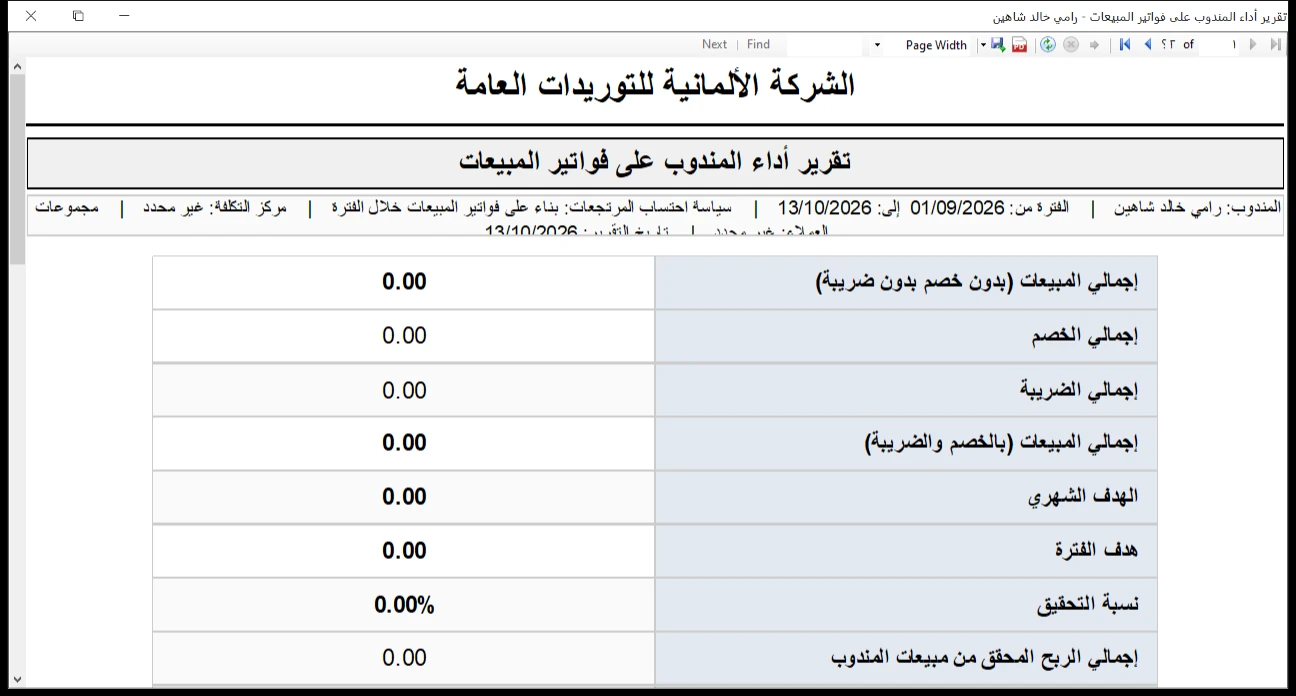 تقرير أداء المندوب برنامج الأفضل